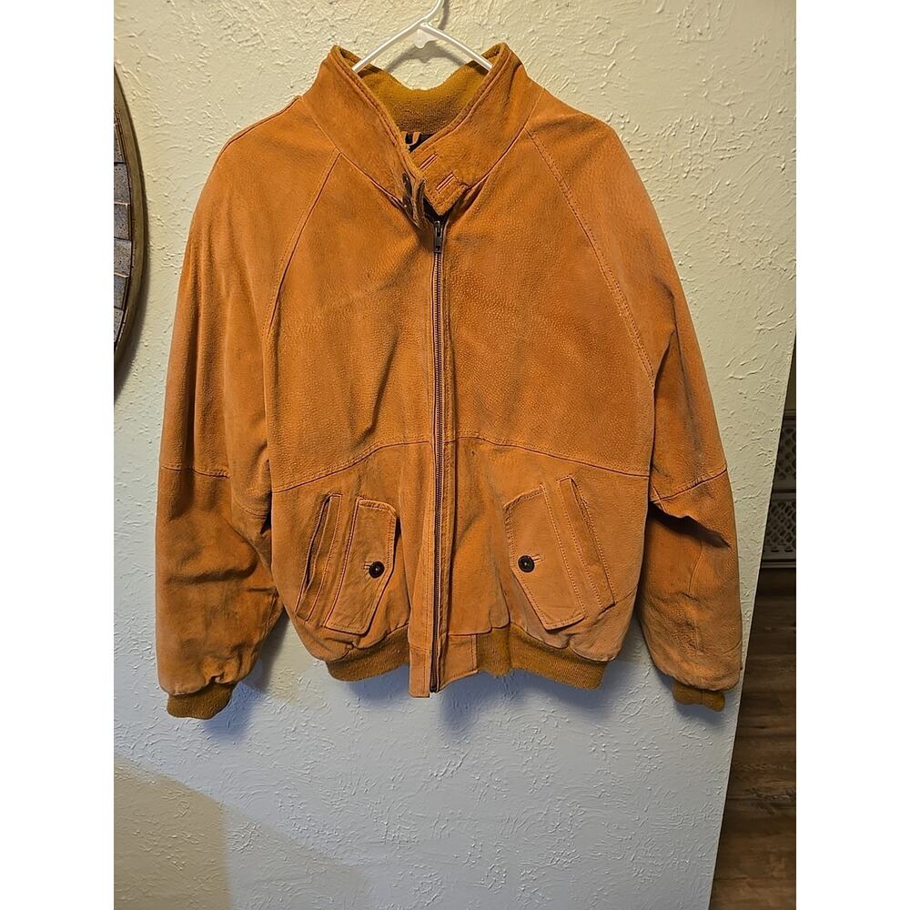River Trader Men’s Genuine Leather Jacket Coat Tan Size M Classic
